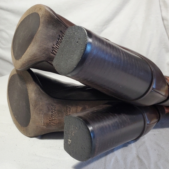 Mimosa Tall Heeled Leather Boots Tan Brown Made in Italy Size EU 39 US 8 - Picture 12 of 16